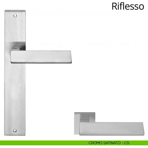 Maniglia con placca per porta Riflesso Linea Calì - cromo satinato - placca cieca
