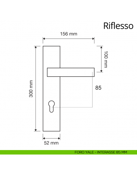 Maniglia con placca per porta Riflesso Linea Calì placca foro yale interasse 85 mm
