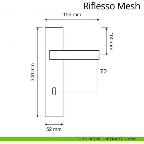 Maniglia Swarovski con placca per porta Riflesso Mesh Linea Calì placca foro patent interasse 70 mm