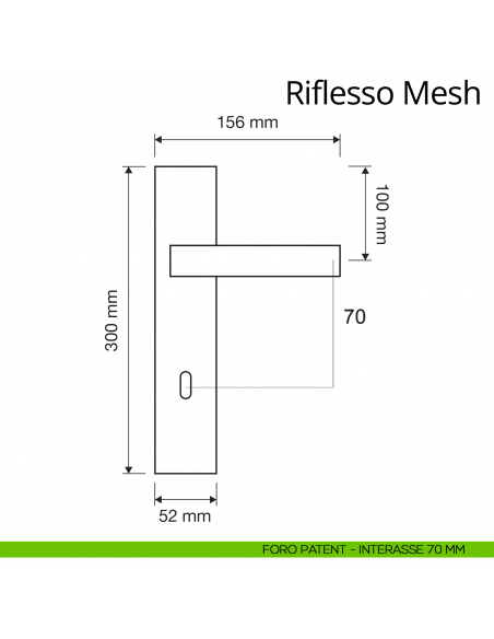 Maniglia Swarovski con placca per porta Riflesso Mesh Linea Calì placca foro patent interasse 70 mm