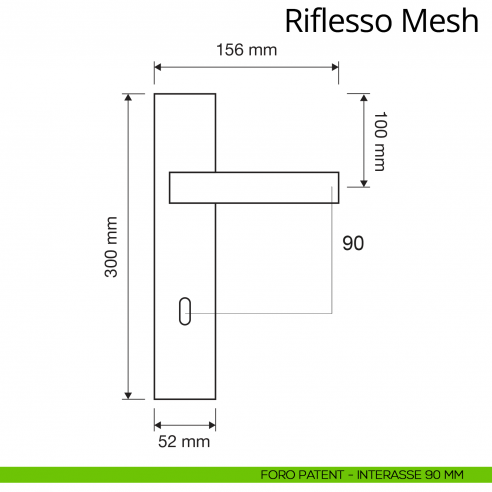 Maniglia Swarovski con placca per porta Riflesso Mesh Linea Calì placca foro patent interasse 90 mm