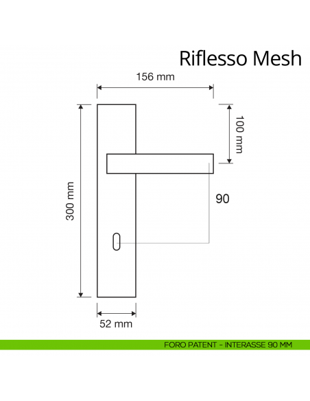 Maniglia Swarovski con placca per porta Riflesso Mesh Linea Calì placca foro patent interasse 90 mm