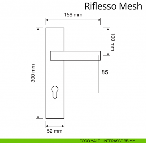 Maniglia Swarovski con placca per porta Riflesso Mesh Linea Calì placca foro yale interasse 85 mm