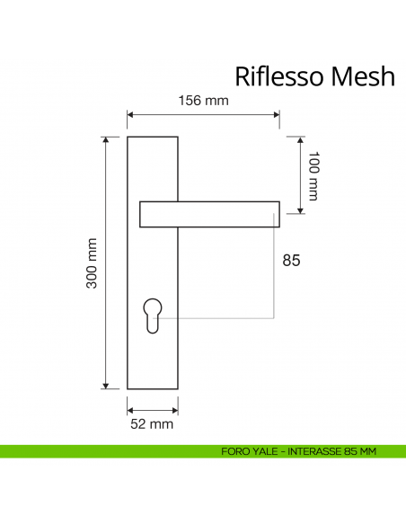 Maniglia Swarovski con placca per porta Riflesso Mesh Linea Calì placca foro yale interasse 85 mm