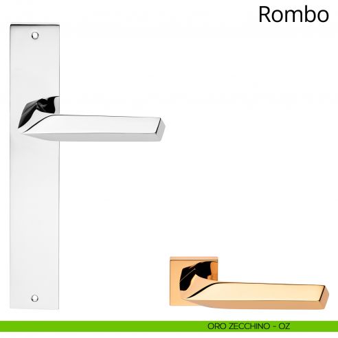 Maniglia con placca small per porta Rombo Linea Calì - oro zecchino - placca cieca
