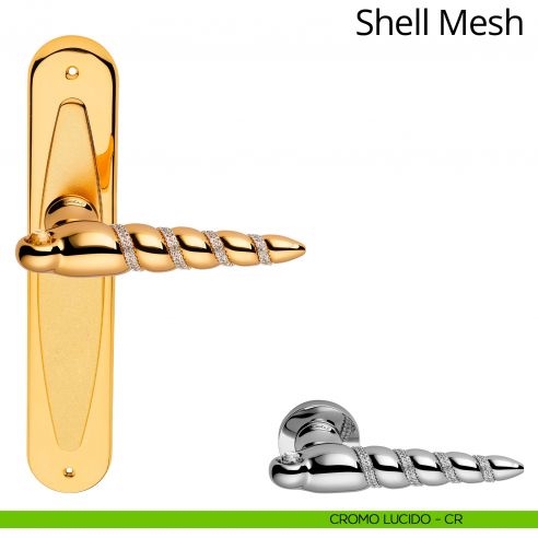 Maniglia Swarovski con placca per porta Shell Mesh Linea Calì - cromo lucido - placca cieca
