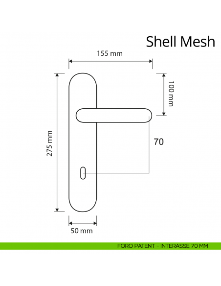 Maniglia Swarovski con placca per porta Shell Mesh Linea Calì placca foro patent interasse 70 mm