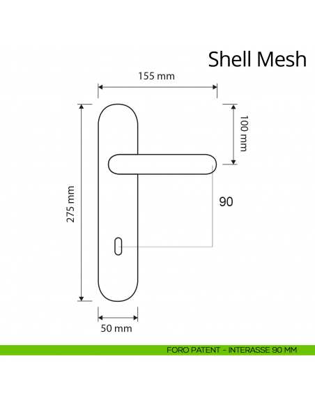Maniglia Swarovski con placca per porta Shell Mesh Linea Calì placca foro patent interasse 90 mm