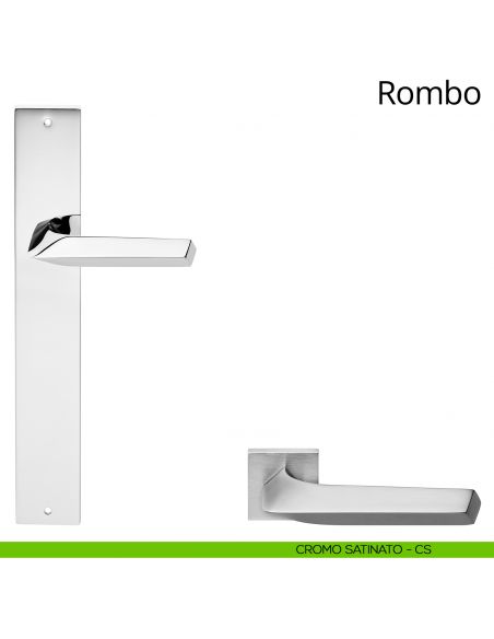 Maniglia con placca big per porta Rombo Linea Calì - cromo satinato - placca cieca