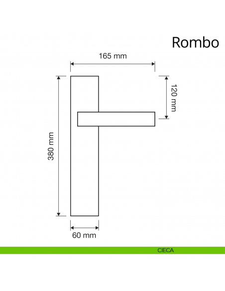 Maniglia con placca big per porta Rombo Linea Calì placca cieca