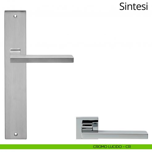 Maniglia con placca per porta Sintesi Linea Calì - cromo lucido - placca cieca