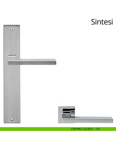 Maniglia con placca per porta Sintesi Linea Calì - cromo lucido - placca cieca