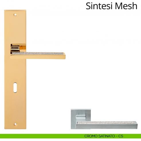Maniglia Swarovski con placca per porta Sintesi Mesh Linea Calì - cromo satinato - foro patent