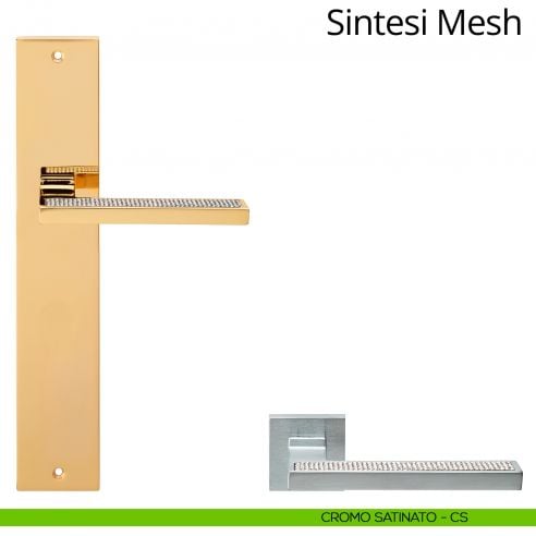 Maniglia Swarovski con placca per porta Sintesi Mesh Linea Calì - cromo satinato - placca cieca
