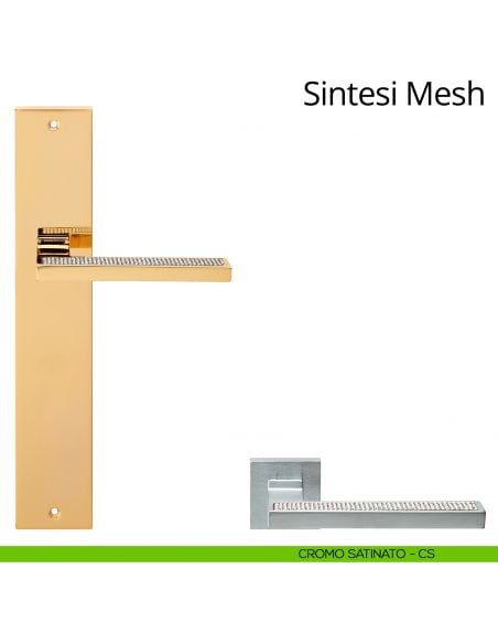 Maniglia Swarovski con placca per porta Sintesi Mesh Linea Calì - cromo satinato - placca cieca