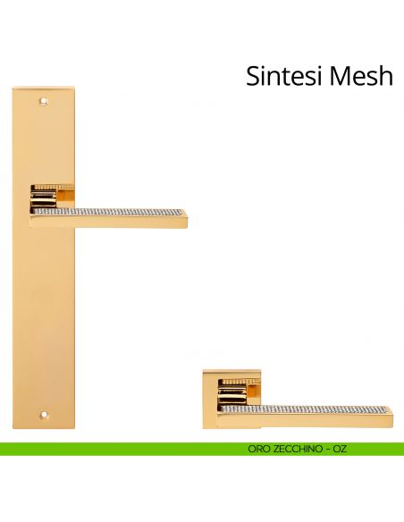 Maniglia Swarovski con placca per porta Sintesi Mesh Linea Calì - oro zecchino - placca cieca