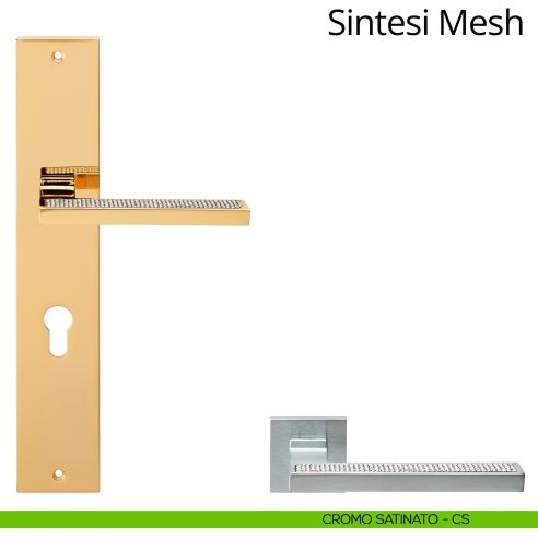 Maniglia Swarovski con placca per porta Sintesi Mesh Linea Calì - cromo satinato - foro yale