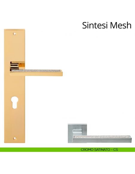 Maniglia Swarovski con placca per porta Sintesi Mesh Linea Calì - cromo satinato - foro yale