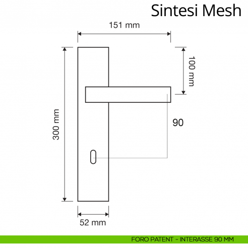 Maniglia Swarovski con placca per porta Sintesi Mesh Linea Calì placca foro patent interasse 90 mm