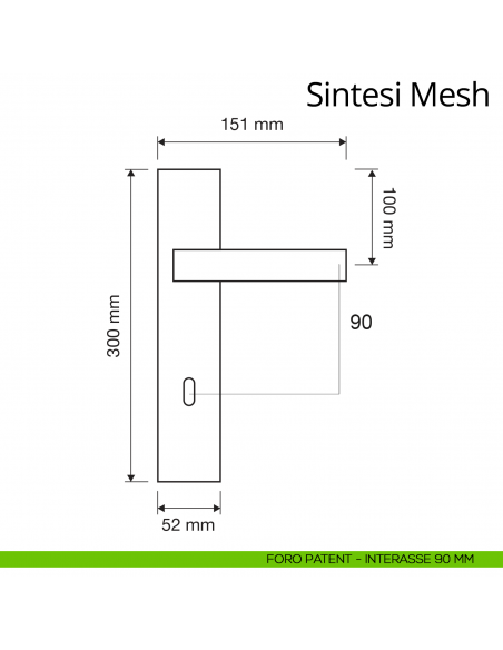 Maniglia Swarovski con placca per porta Sintesi Mesh Linea Calì placca foro patent interasse 90 mm