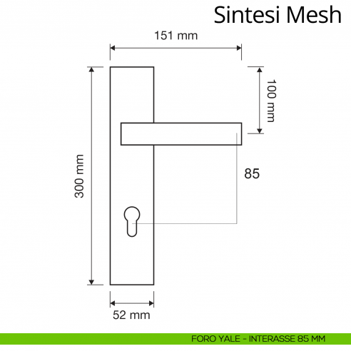 Maniglia Swarovski con placca per porta Sintesi Mesh Linea Calì placca foro yale interasse 85 mm