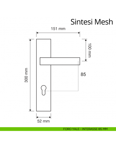 Maniglia Swarovski con placca per porta Sintesi Mesh Linea Calì placca foro yale interasse 85 mm