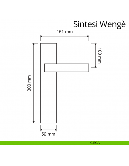 Maniglia legno con placca per porta Sintesi Wengè Linea Calì placca cieca