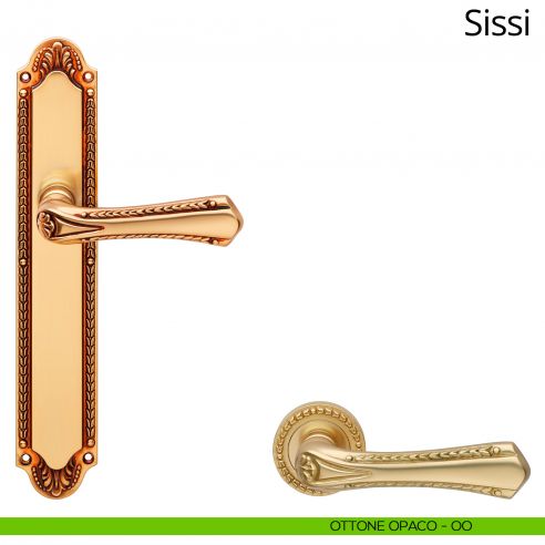Maniglia con placca per porta Sissi Linea Calì - ottone opaco - placca cieca
