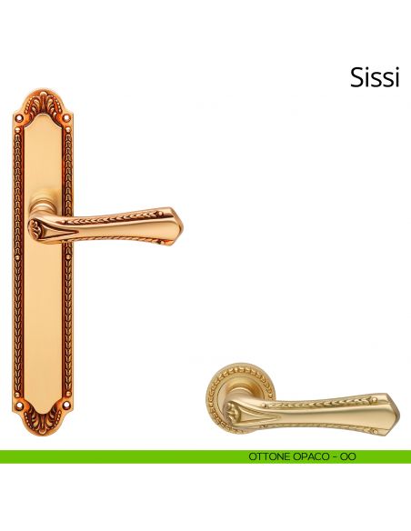 Maniglia con placca per porta Sissi Linea Calì - ottone opaco - placca cieca