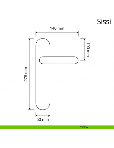 Maniglia con placca per porta Sissi Linea Calì placca cieca
