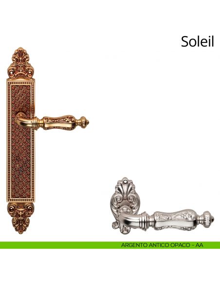 Maniglia con placca per porta Soleil Linea Calì - argento antico opaco - placca cieca