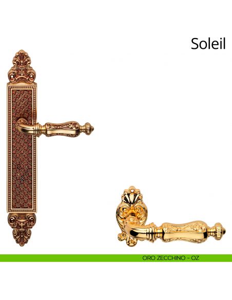 Maniglia con placca per porta Soleil Linea Calì - oro zecchino - placca cieca
