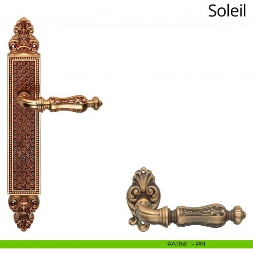 Maniglia con placca per porta Soleil Linea Calì - patinè - placca cieca