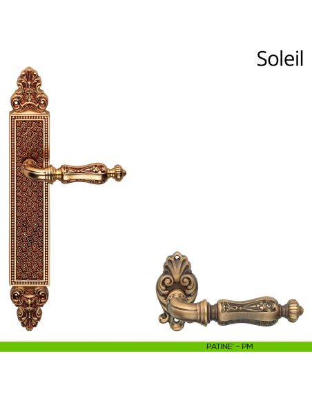 Maniglia con placca per porta Soleil Linea Calì - patinè - placca cieca