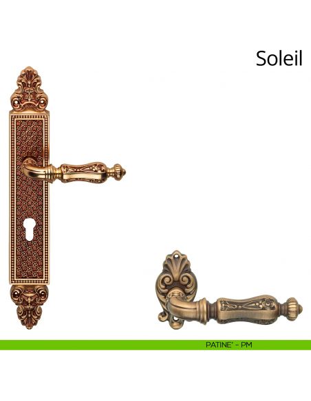 Maniglia con placca per porta Soleil Linea Calì - patinè - foro yale