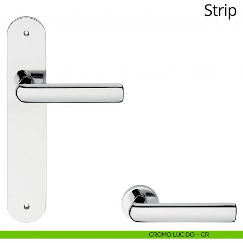 Maniglia con placca per porta Strip Linea Calì - cromo lucido - placca cieca