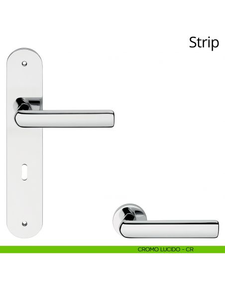 Maniglia con placca per porta Strip Linea Calì - cromo lucido - foro patent
