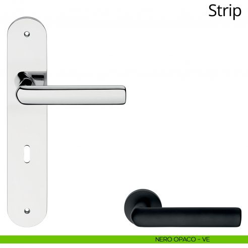 Maniglia con placca per porta Strip Linea Calì - nero opaco - foro patent
