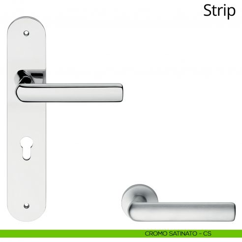 Maniglia con placca per porta Strip Linea Calì - cromo satinato - foro yale