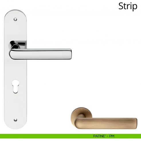 Maniglia con placca per porta Strip Linea Calì - patinè - foro yale