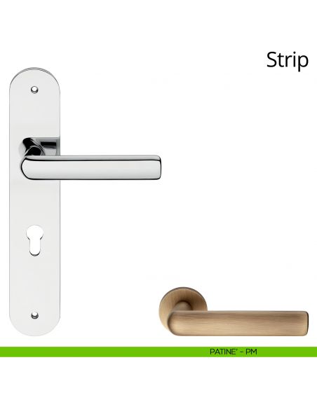 Maniglia con placca per porta Strip Linea Calì - patinè - foro yale
