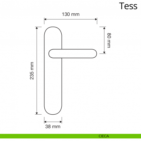 Maniglia con placca per porta Tess Linea Calì placca cieca