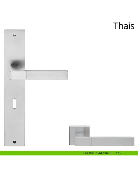Maniglia con placca per porta Thais Linea Calì - cromo satinato - foro patent