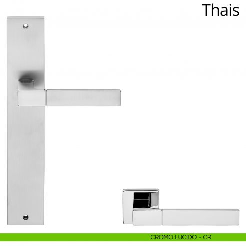 Maniglia con placca per porta Thais Linea Calì - cromo lucido - placca cieca