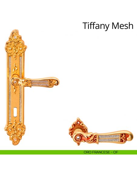 Maniglia Swarovski con placca per porta Tiffany Mesh Linea Calì - oro francese - foro patent