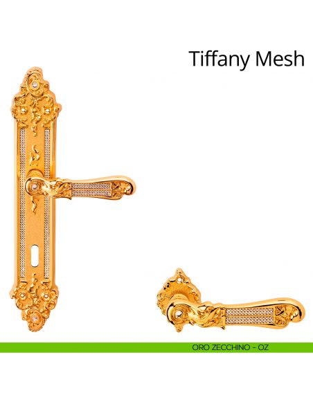 Maniglia Swarovski con placca per porta Tiffany Mesh Linea Calì - oro zecchino - foro patent