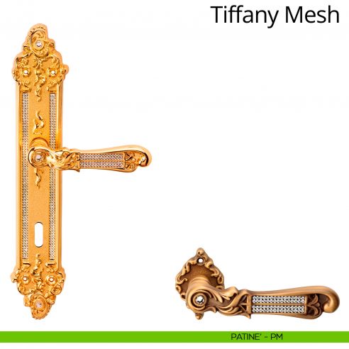 Maniglia Swarovski con placca per porta Tiffany Mesh Linea Calì - patinè - foro patent