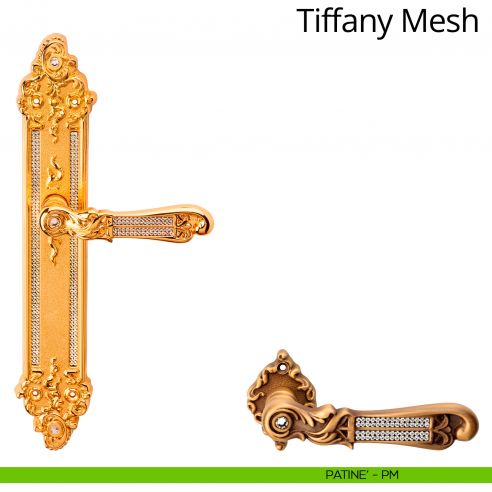 Maniglia Swarovski con placca per porta Tiffany Mesh Linea Calì - patinè - placca cieca