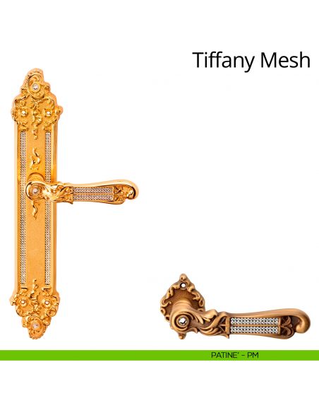Maniglia Swarovski con placca per porta Tiffany Mesh Linea Calì - patinè - placca cieca