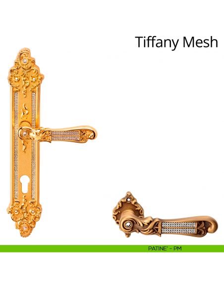 Maniglia Swarovski con placca per porta Tiffany Mesh Linea Calì - patinè - foro yale